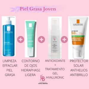 Rutina de limpieza facial para piel grasa joven